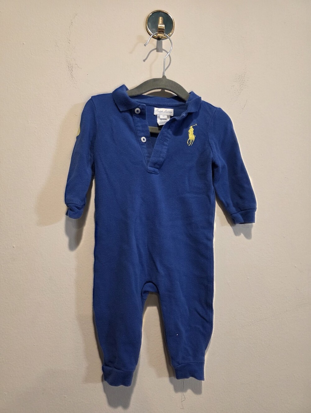 Ralph Lauren Royal Blue Polo One-Piece with Yellow Pony
